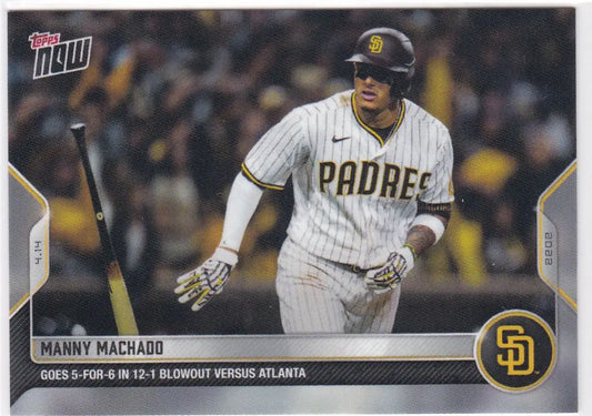 2022 TOPPS NOW Manny Machado baseball card featuring San Diego Padres athlete