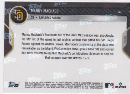 San Diego Padres Manny Machado baseball card from 2022 TOPPS NOW series