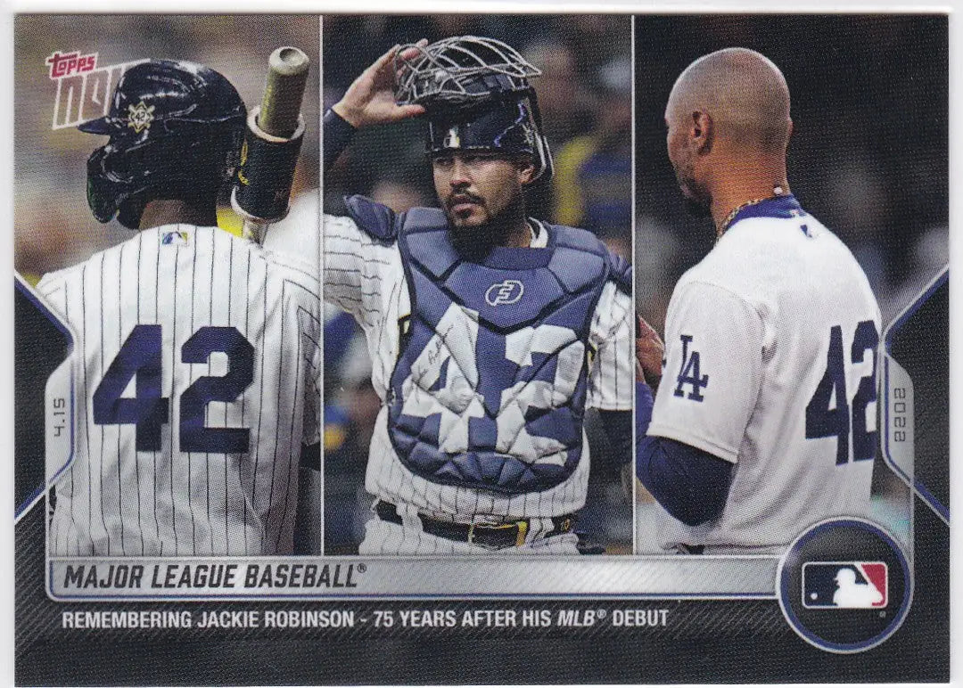 Baseball card commemorating Jackie Robinson from 2022 TOPPS NOW #55 MLB series