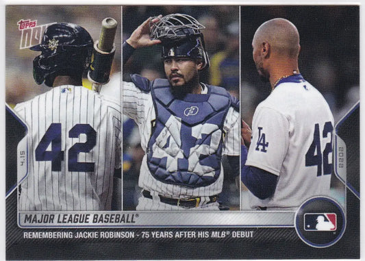 Baseball card commemorating Jackie Robinson from 2022 TOPPS NOW #55 MLB series