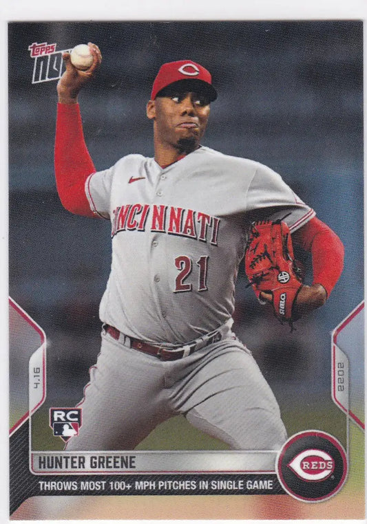 Hunter Greene Cincinnati Reds baseball card from 2022 TOPPS NOW series