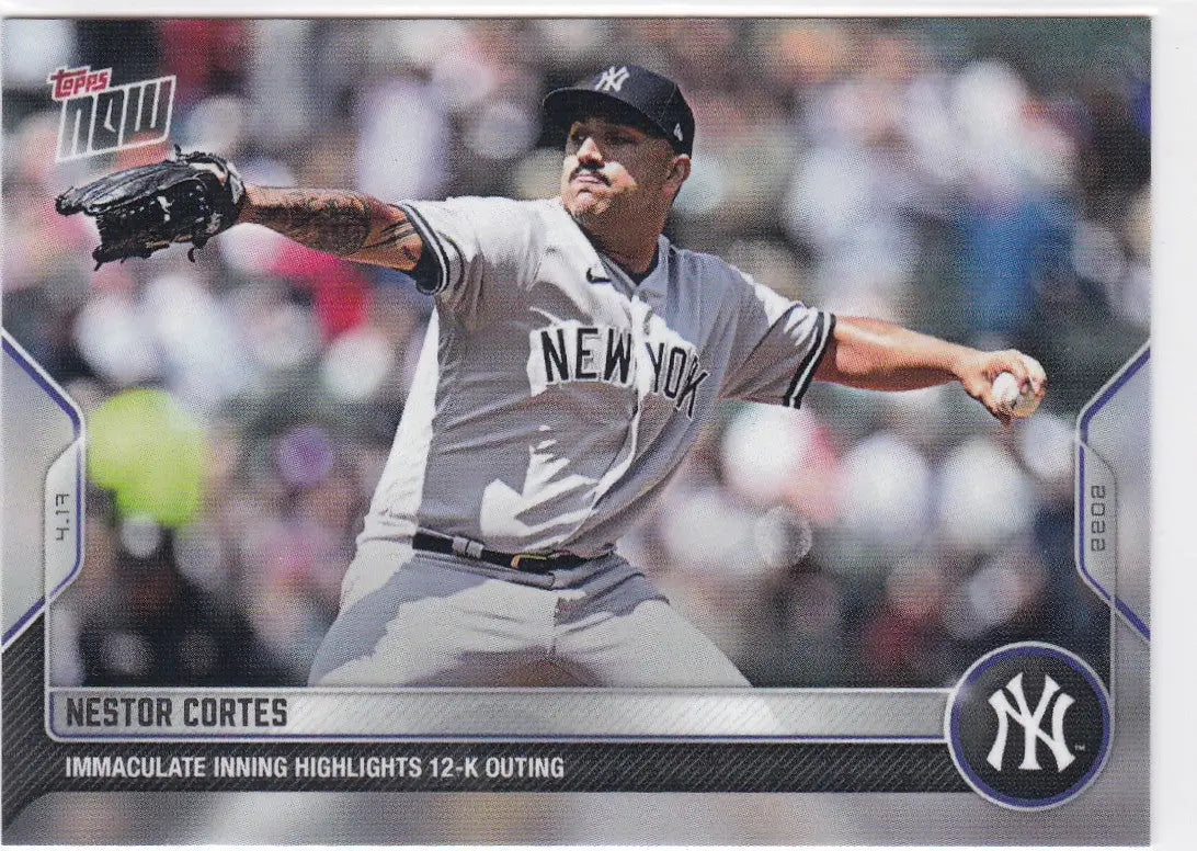 Nestor Cortes baseball card from 2022 TOPPS NOW featuring New York Yankees player