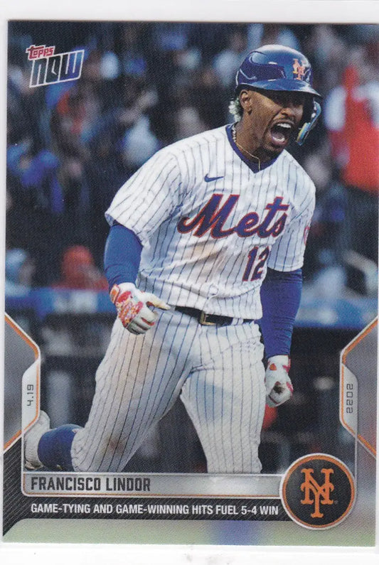Baseball card of Francisco Lindor of the New York Mets from 2022 TOPPS NOW series