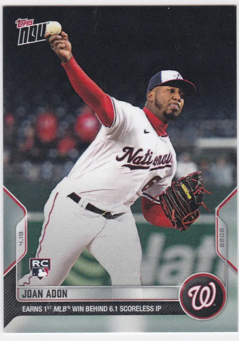 Joan Adon baseball card from 2022 TOPPS NOW featuring Washington Nationals player