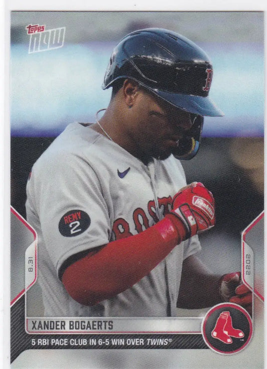 2022 TOPPS NOW Xander Bogaerts baseball card Boston Red Sox player memorabilia