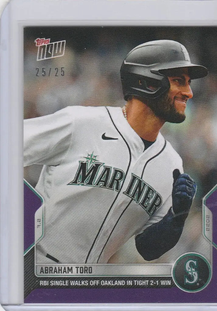 Baseball card of Abraham Toro Seattle Mariners player at bat from 2022 TOPPS NOW