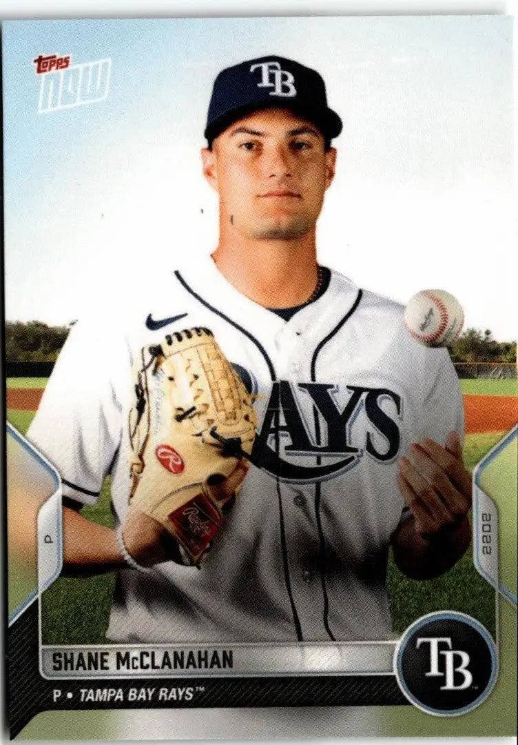 Shane McClanahan baseball card from 2022 Topps Now Road to Opening Day Tampa Bay Rays