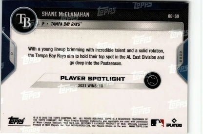 Baseball card back for 2022 Topps Now Road to Opening Day Tampa Bay Rays Shane McClanahan
