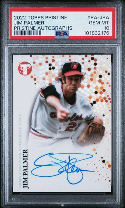 Jim Palmer autographed 2022 Topps Pristine GEM MINT baseball card from Baltimore Orioles