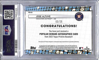 Graded Jose Altuve Houston Astros 2022 Topps Pristine Popular Demand card 03/25