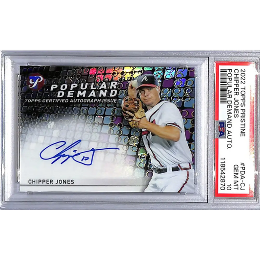 2022 Topps Pristine Popular Demand #PDA-CJ Chipper Jones PSA 10 GEM MINT Auto Atlanta Braves