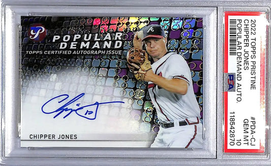 PSA-graded 2022 Topps Pristine Chipper Jones Atlanta Braves autographed baseball card