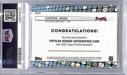 Autographed Chipper Jones baseball card 2022 Topps Pristine Atlanta Braves GEM MINT