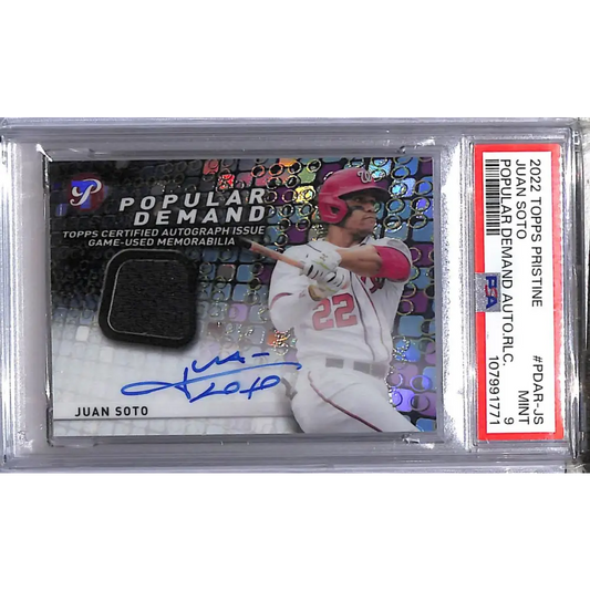 2022 Topps Pristine Popular Demand #PDAR-JS Juan Soto PSA 9 MINT MEM Auto Washington Nationals