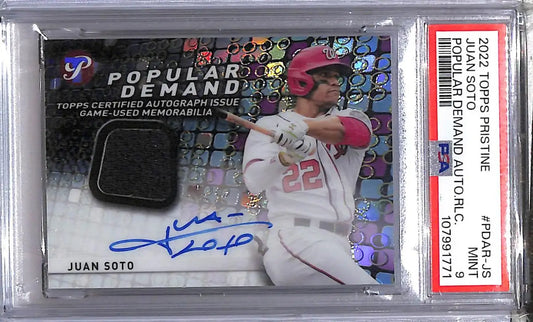 Juan Soto autographed baseball card from 2022 Topps Pristine Popular Demand Washington Nationals