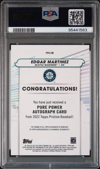 PSA-graded 2022 Topps Pristine Edgar Martinez Seattle Mariners baseball card autograph