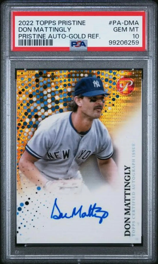 Graded Don Mattingly autographed Topps Pristine Refractor Gold baseball card