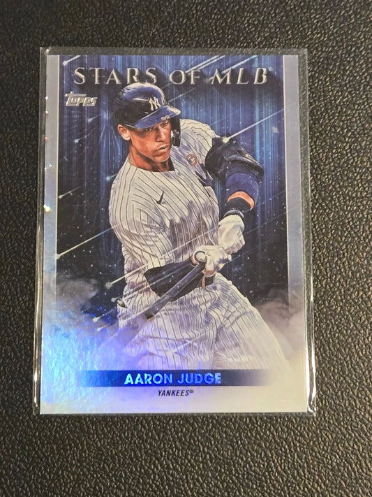Baseball trading card featuring Aaron Judge of the New York Yankees from 2022 Topps Judge Stars series