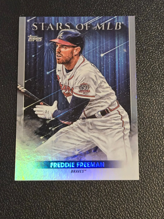 Baseball trading card of Freddie Freeman from 2022 Topps Stars of MLB series