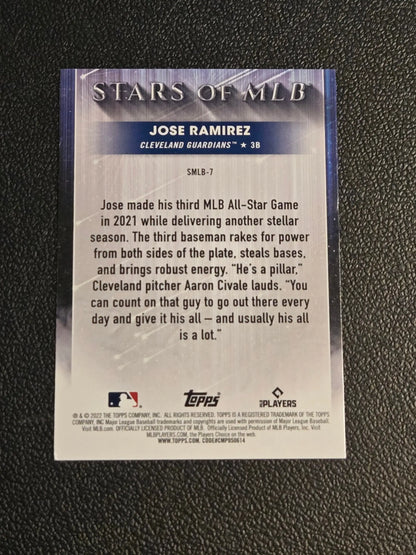 Baseball trading card featuring Jose Ramirez from 2022 Topps Stars of MLB Ramirez Stars series