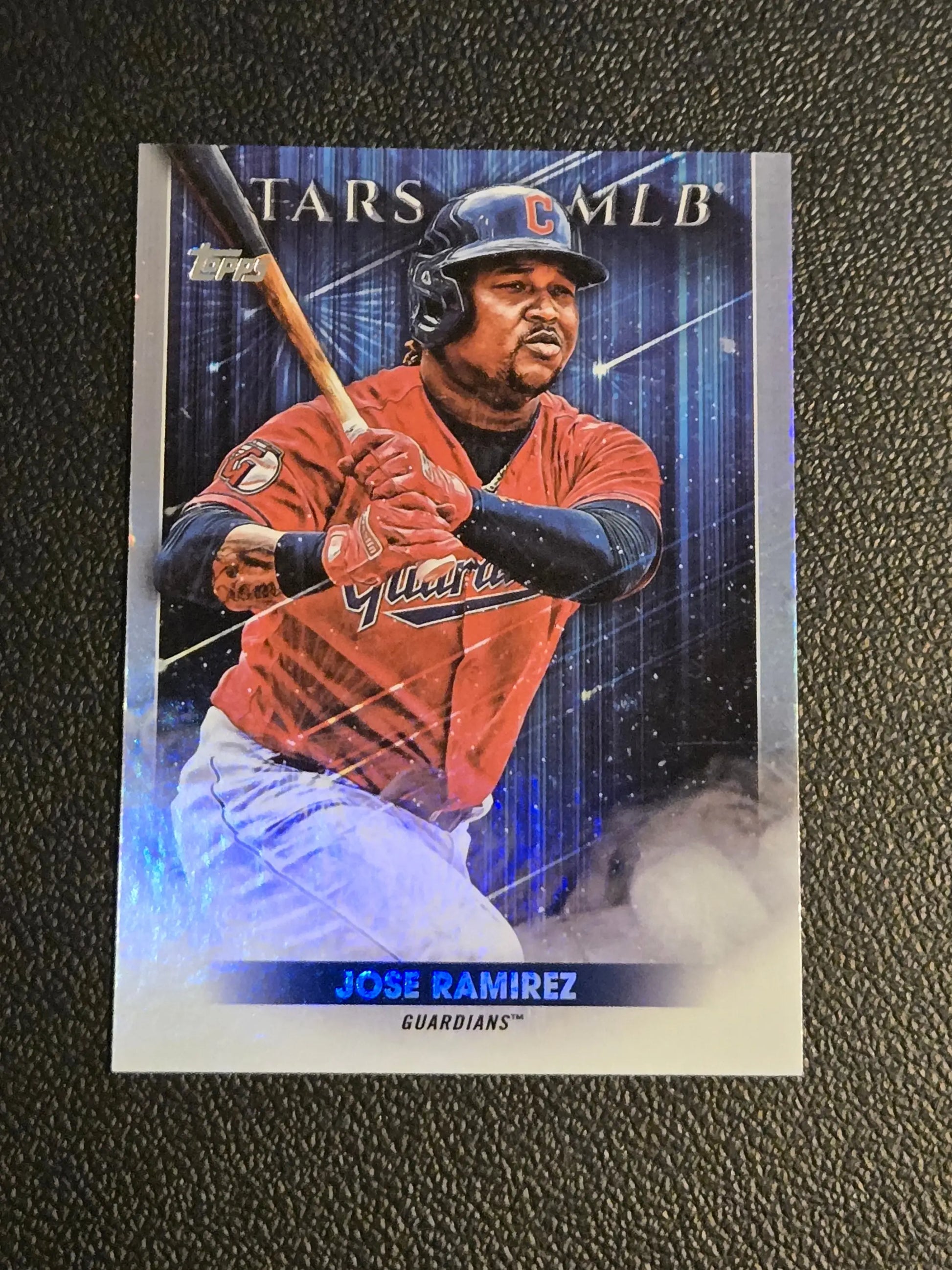 Baseball trading card featuring Jose Ramirez of the Cleveland Guardians from Ramirez Stars series