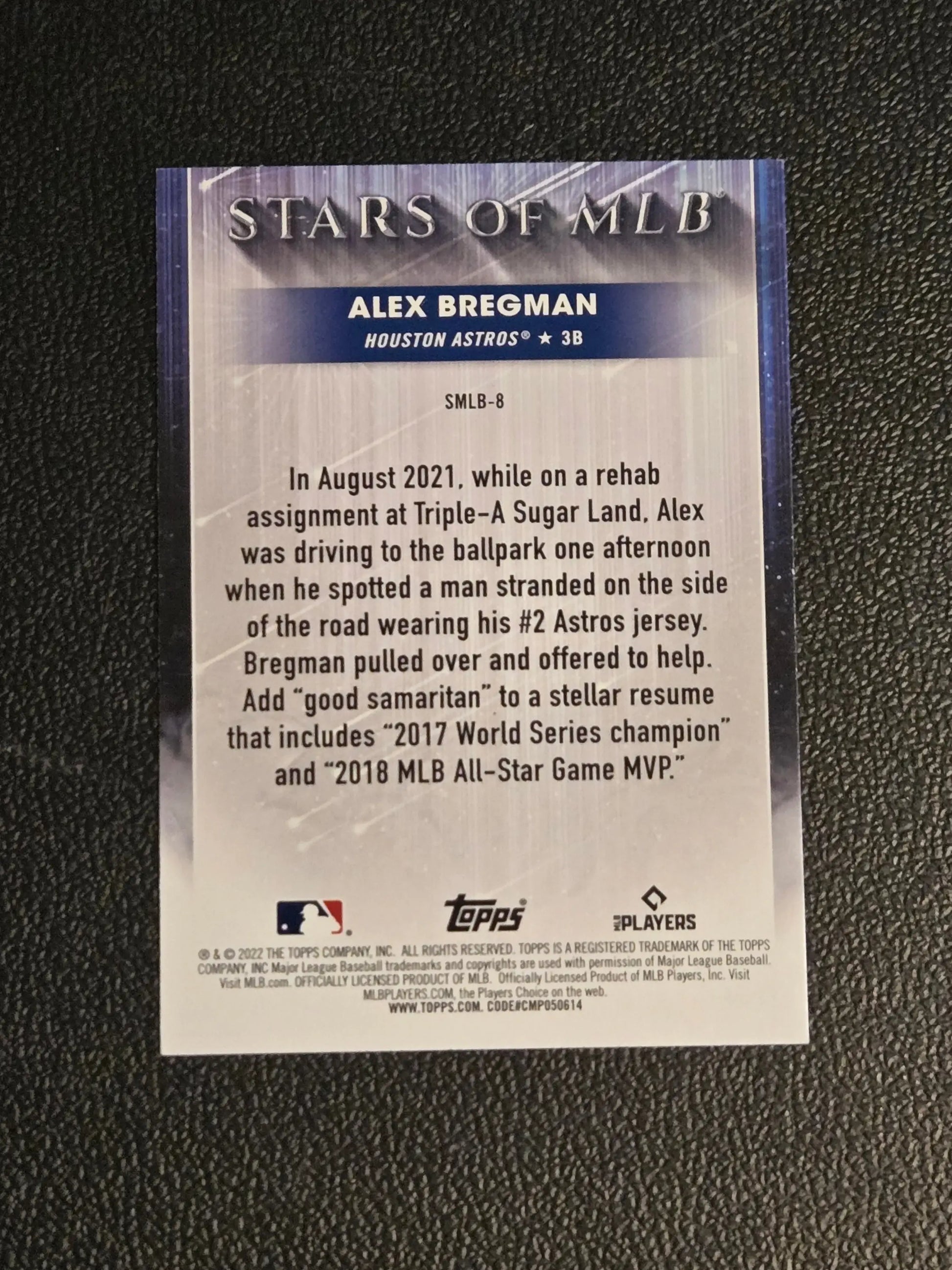 Back of 2022 Topps #SMLB-8 Alex Bregman Stars of MLB trading card