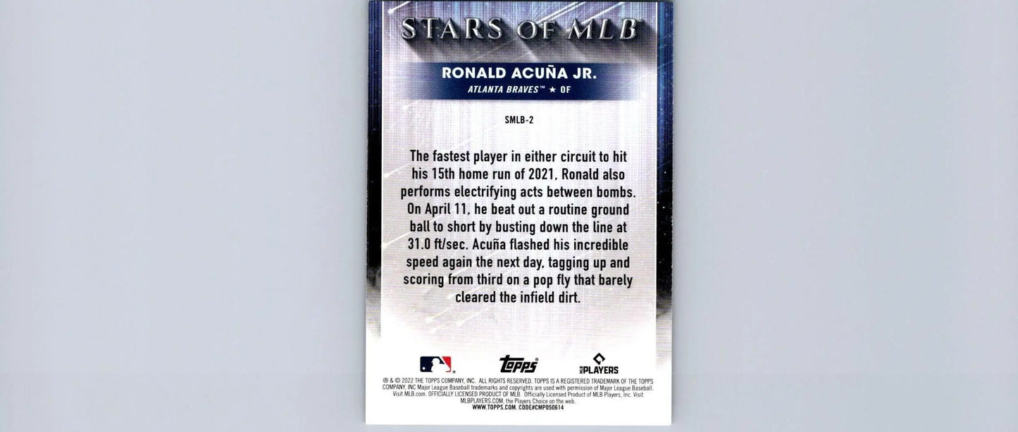 Ronald Acuña Jr. baseball card from 2022 Topps MLB Chrome trading cards collection