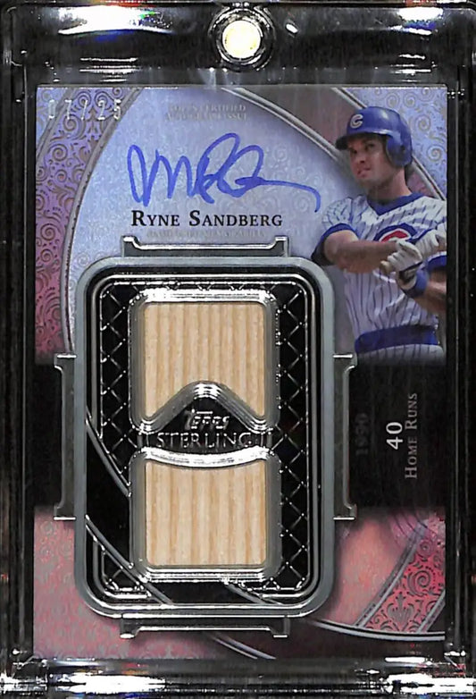 Ryne Sandberg autographed baseball card from 2022 Topps Sterling, Chicago Cubs collectible
