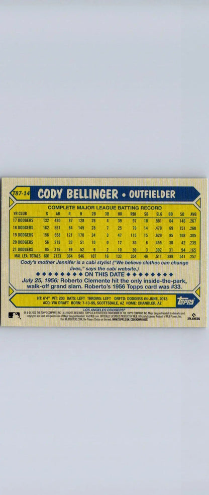Cody Bellinger baseball card from 2022 Topps #T87-14 trading cards collection