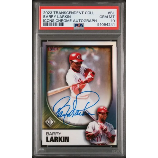 2022 Topps Transcendent Icons #BL Barry Larkin PSA 10 GEM MINT Auto 14/15 Cincinnati Reds Baseball Card