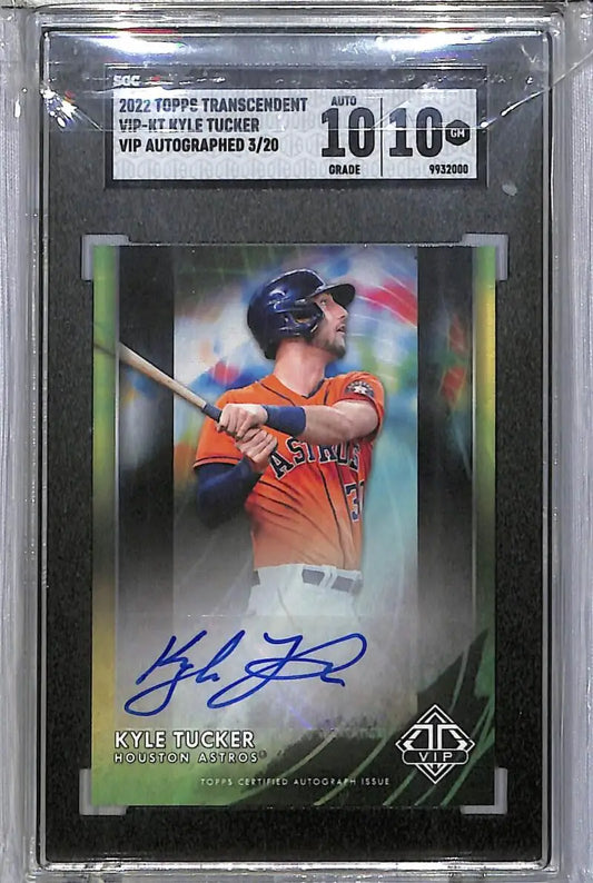 Graded Kyle Tucker baseball card with autograph from 2022 Topps Transcendent VIP series