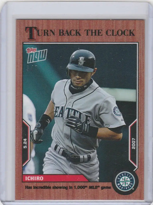 Baseball card of Ichiro Seattle Mariners in batting stance, Topps Turn Back Clock Cherry Parallel