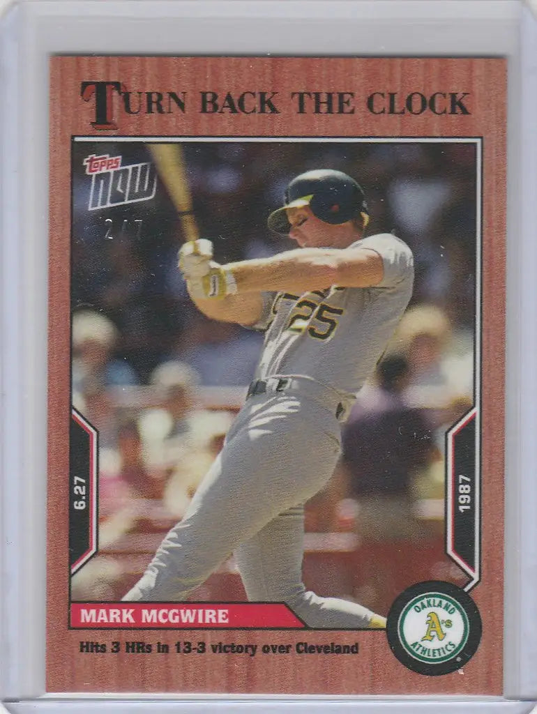 Baseball card featuring Mark McGwire Athletics, Topps Turn Back the Clock Cherry Parallel
