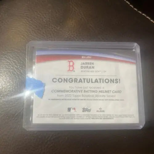 Jarren Duran 2022 Topps Update Commemorative Batting Helmet Trading Card