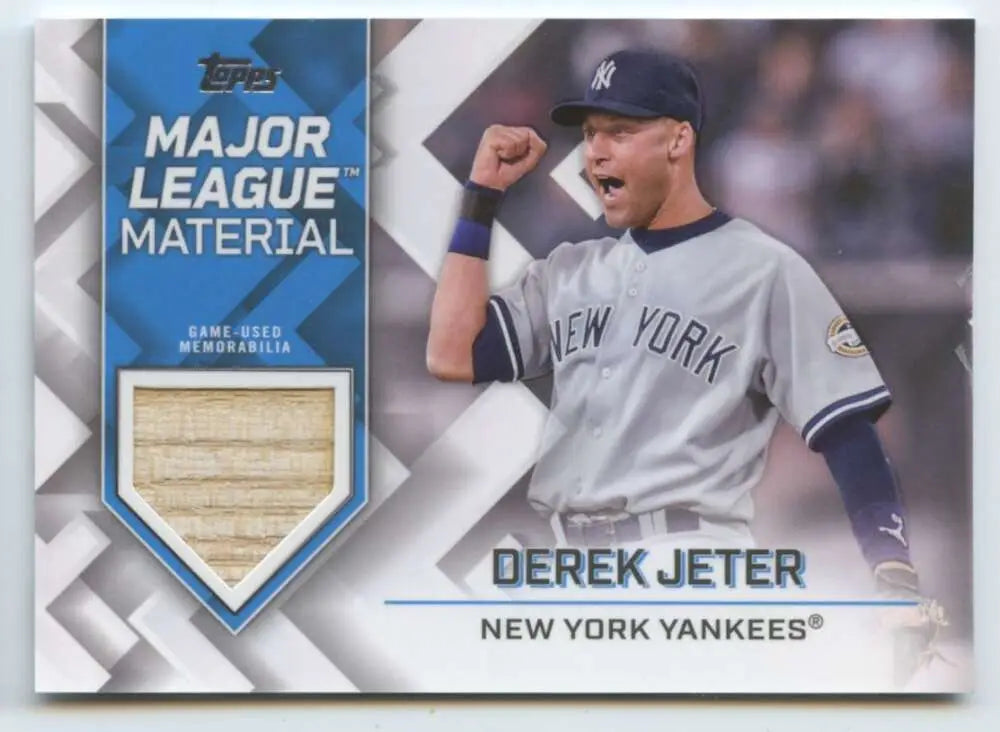 Baseball card of Derek Jeter with game-used bat piece, New York Yankees collectible