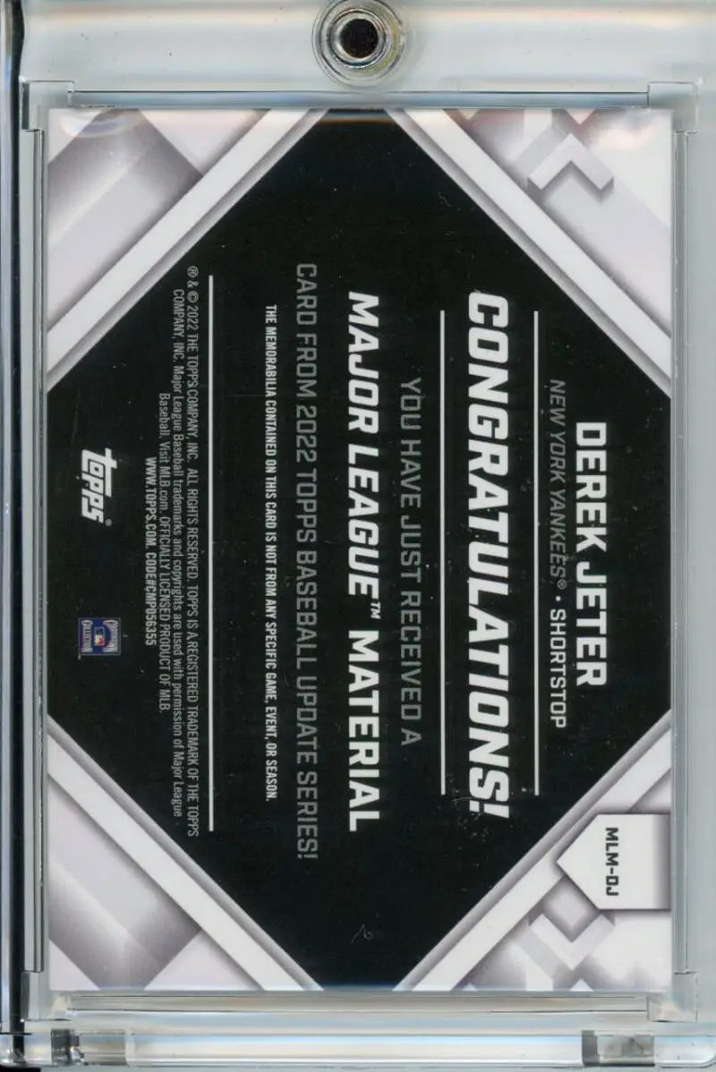 Black and silver Derek Jeter baseball card with geometric design, New York Yankees