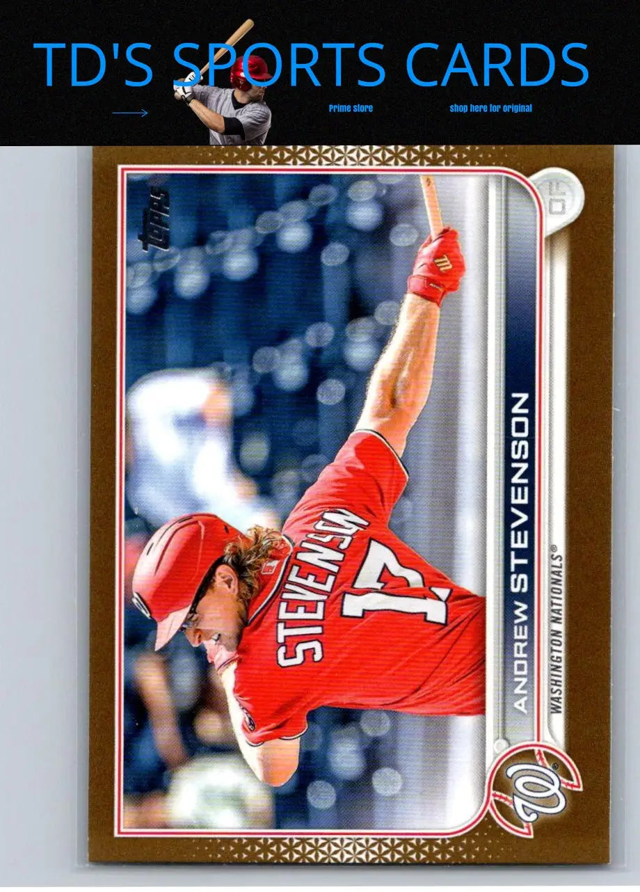 Andrew Stevenson Gold baseball card from 2022 Topps Update #US173 limited to 2022