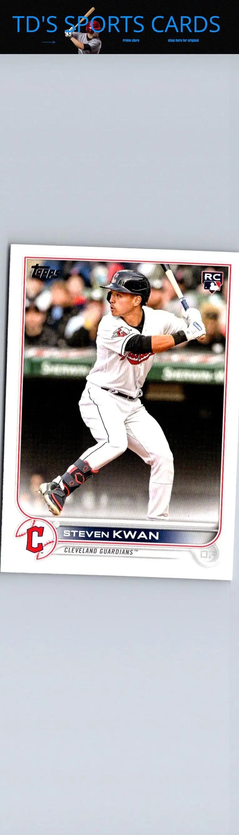 2022 Topps Update US261 Steven Kwan baseball card featuring Steven Kwan in a collector’s edition