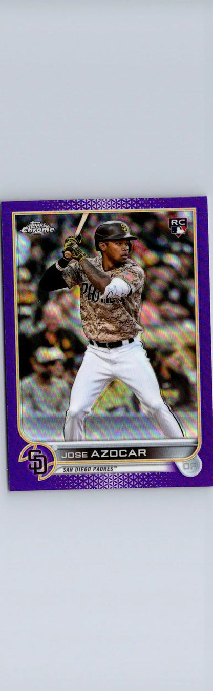 Purple Jose Azocar baseball card from 2022 Topps Update US280 Jose Azocar series