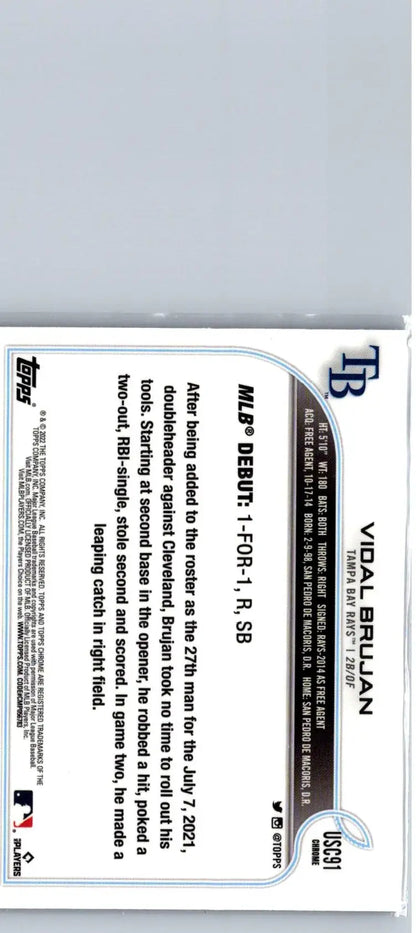 Vidal Brujan baseball card 2022 Topps Update US8 Vidal Brujan Purple collectible