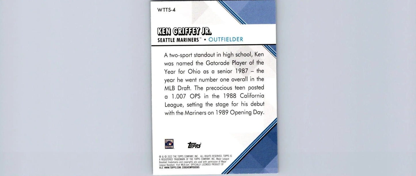 Ken Griffey Jr. baseball card from 2022 Topps Welcome to the Show trading cards