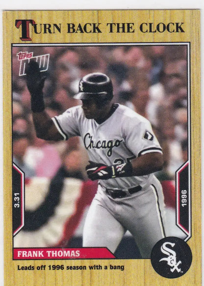 Topps Turn Back The Clock baseball card featuring Frank Thomas of the Chicago White Sox