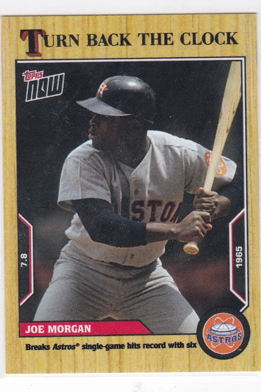 Baseball trading card featuring Joe Morgan in batting stance Houston Astros 2022 TURN BACK THE CLOCK