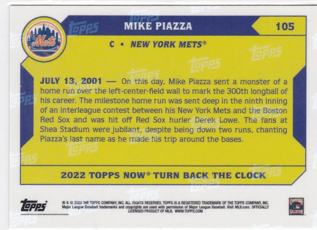 Baseball trading card of Mike Piazza celebrating his 300th home run, New York Mets
