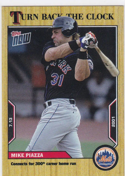 Topps Now baseball card of Mike Piazza from the New York Mets 2022 Turn Back the Clock series