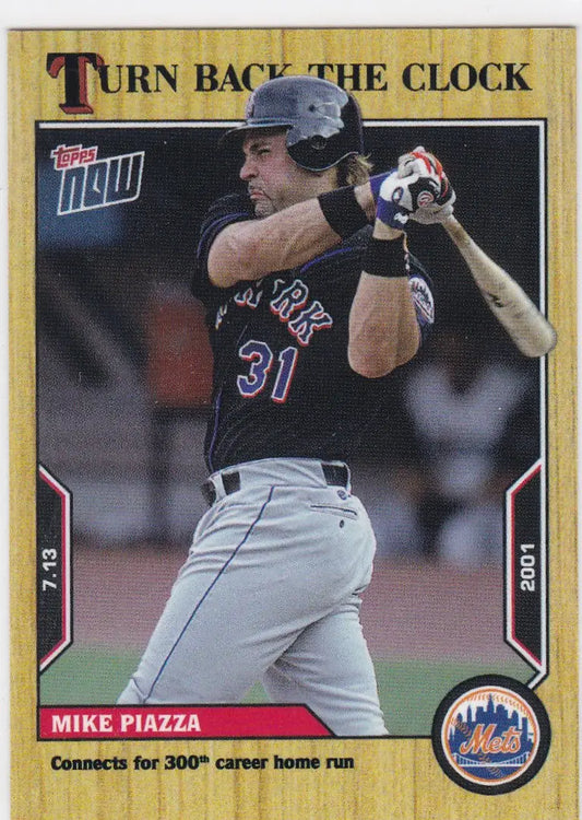 Topps Now baseball card of Mike Piazza from the New York Mets 2022 Turn Back the Clock series