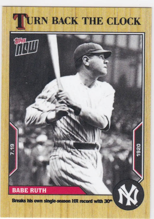 Baseball trading card featuring Babe Ruth of the New York Yankees from 2022 TURN BACK THE CLOCK series