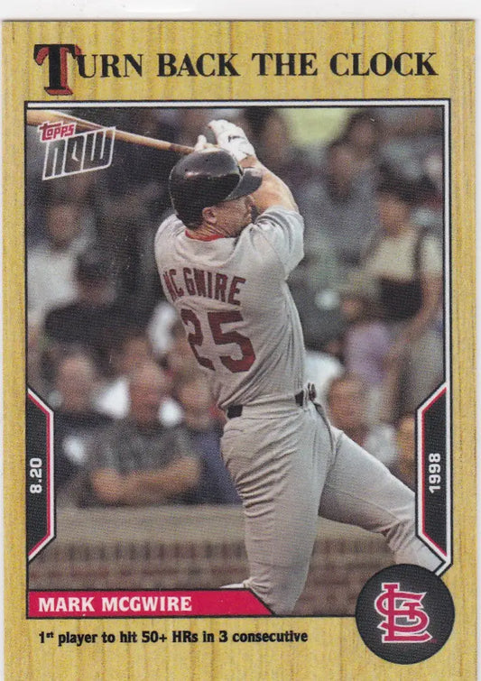 Baseball trading card featuring Mark McGwire of the St Louis Cardinals 2022 TURN BACK THE CLOCK