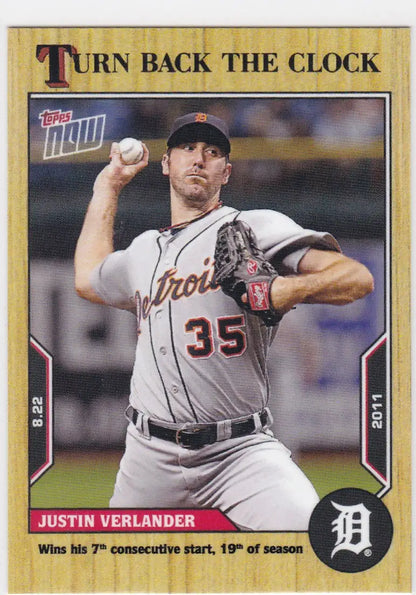 Baseball card featuring Justin Verlander- Detroit Tigers from 2022 TURN BACK THE CLOCK series