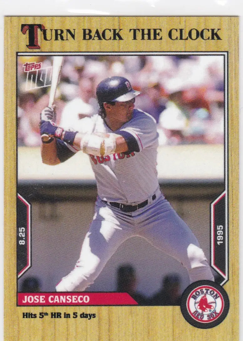 1995 Topps Turn Back The Clock Jose Canseco baseball card featuring Boston Red Sox player